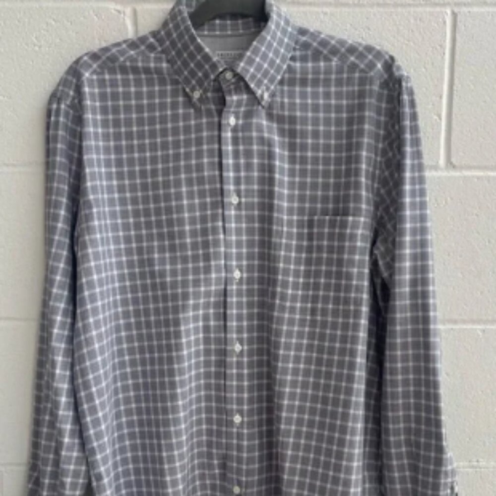 BRUNELLO CUCINELLI Men’s Grey Checkered Men's Button Down Shirt 100% Cotton